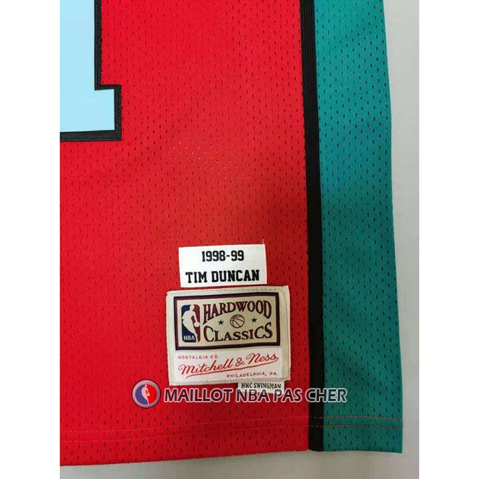 Maillot San Antonio Spurs Tim Duncan NO 21 Mitchell & Ness 1998-99 Rosa